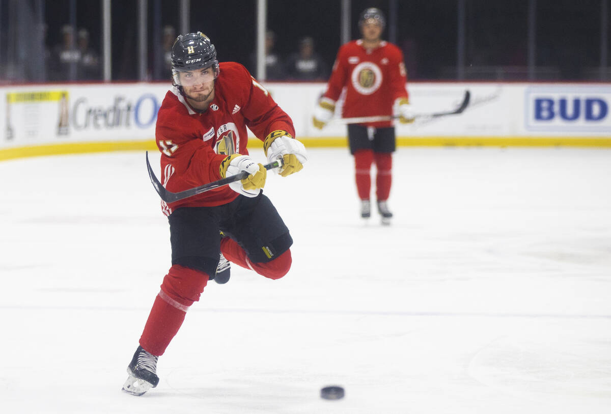 Golden Knights Ivan Morozov (11) takes part in development camp at City National Arena on Monda ...