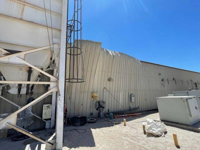An explosion is investigated Monday, July 11, 2022, at the Armorock Polymer Concrete building i ...