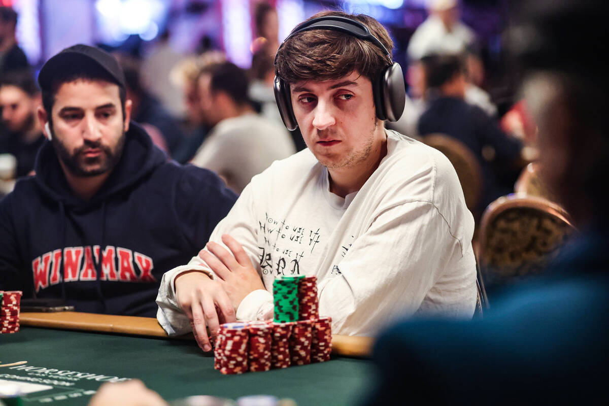 Professional poker player Ali Imsirovic plays during day five of the World Series of Poker Main ...