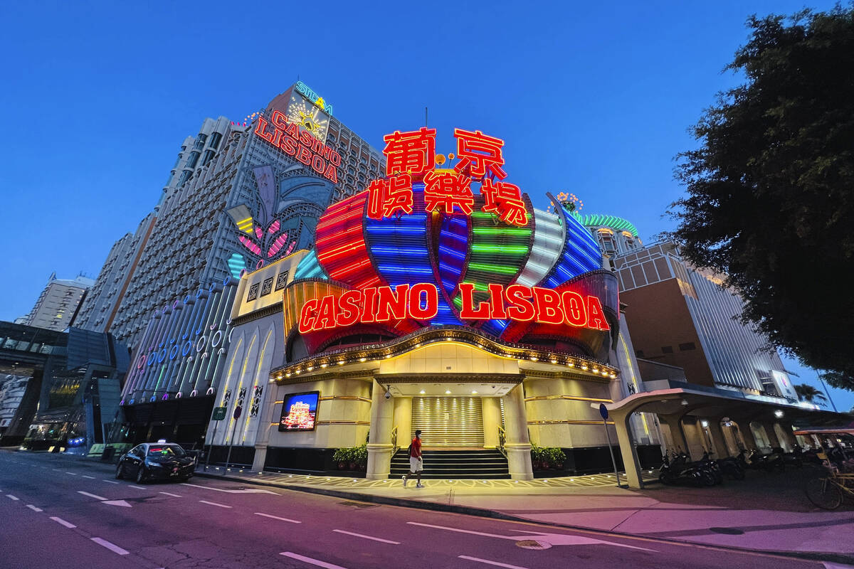 Casino Lisboa is closed in Macao, Monday, July 11, 2022. Streets in the gambling center of Maca ...