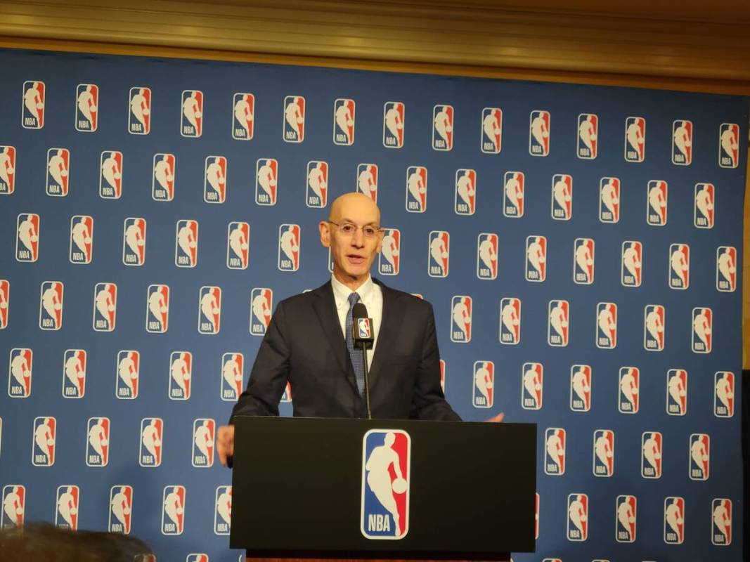 NBA Commissioner Adam Silver addresses the media on Tuesday at the Encore. (Mark Anderson/Las V ...