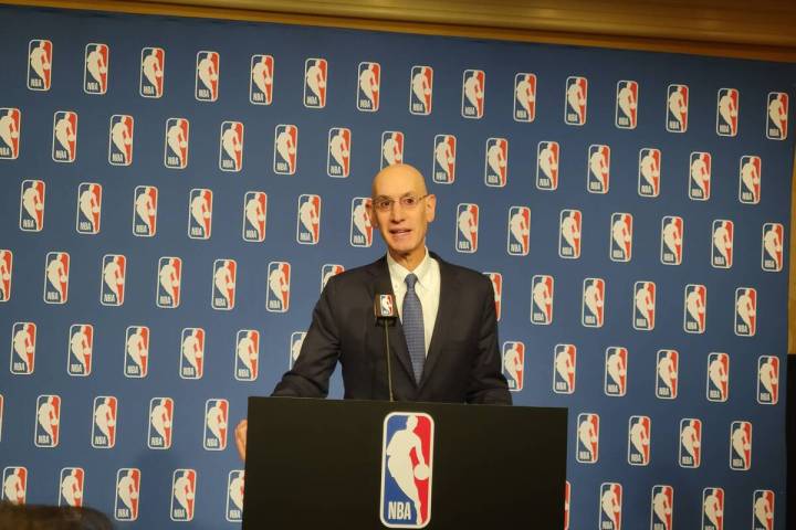 NBA Commissioner Adam Silver addresses the media on Tuesday at the Encore. (Mark Anderson/Las V ...
