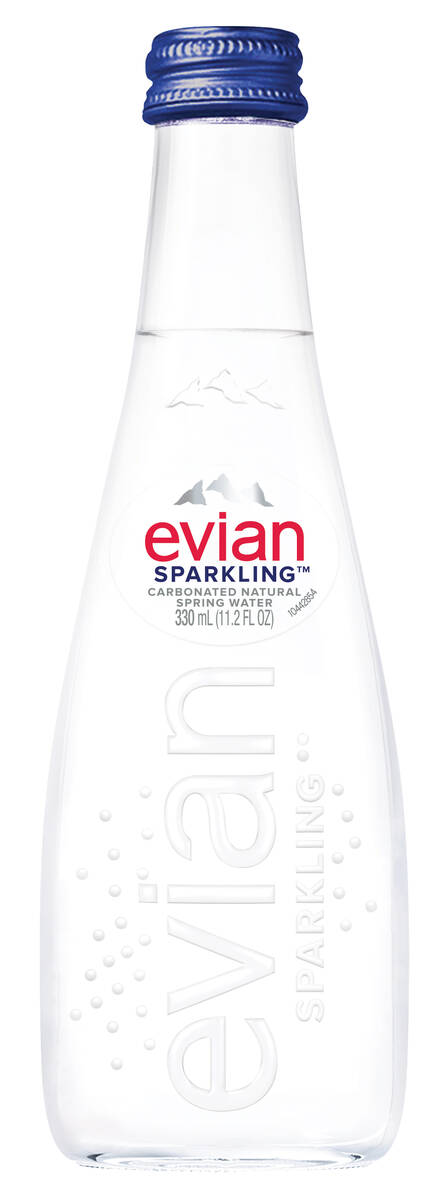 Evian Sparkling, the brand's first non-flavored bubbles to be sold in this country, is celebrat ...