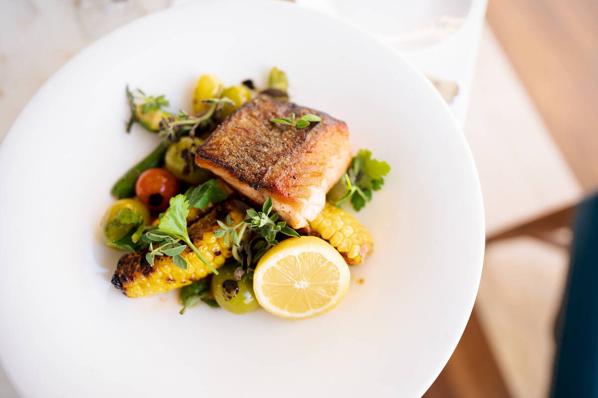 Wild Atlantic salmon with grilled vegetables is on the summer menu at Osteria Fiorella in Red R ...