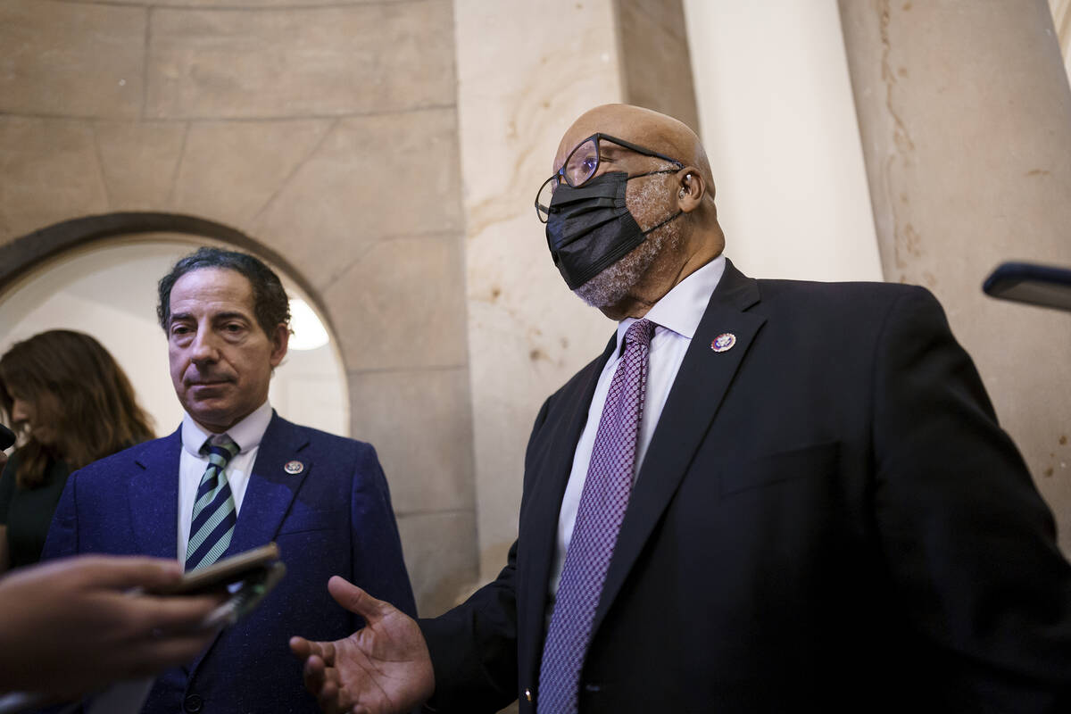 Rep. Jamie Raskin, D-Md., left, and Rep. Bennie Thompson, D-Miss., chairman of the House select ...