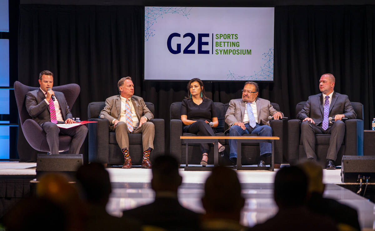 (From left) Moderator Christopher Cylke and speakers George Rover, Aurene Martin, Vic Salerno a ...