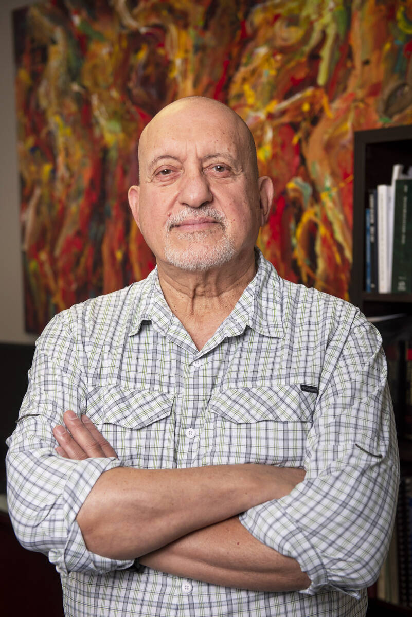 Dominic Gentile poses for a portrait in his office at Clark Hill on Monday, July 18, 2022, in L ...