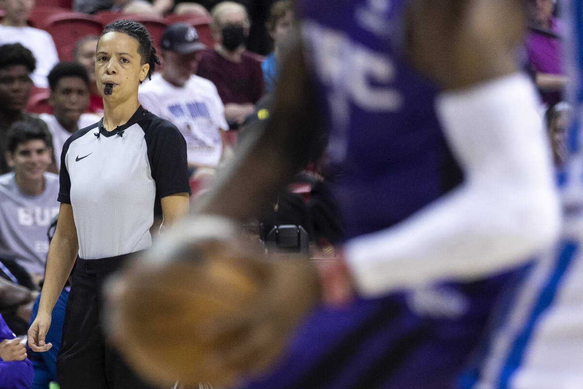 Referee Rachael Rayford officiates during the second half of an NBA Summer League basketball ga ...
