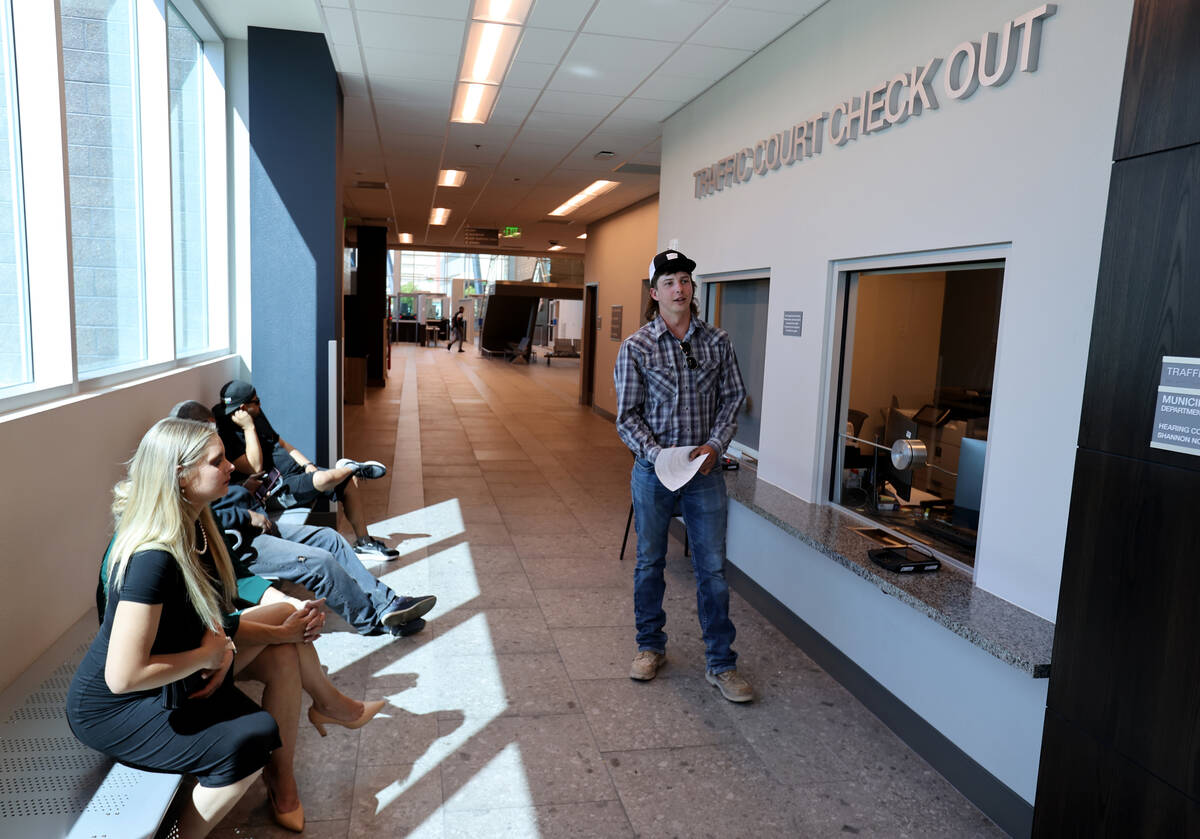 Chap Lamb pays a reduced fine for a traffic ticket at the Las Vegas Municipal Court on April 21 ...