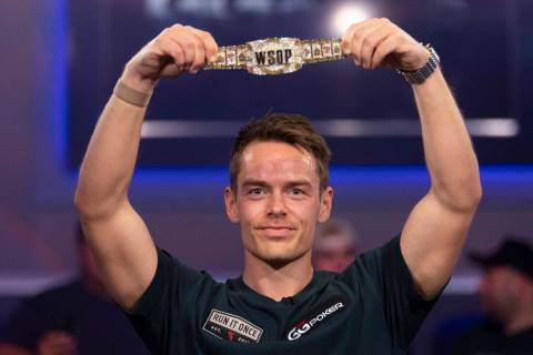 Espen Jorstad poses after winning the World Series of Poker main event, at Bally’s Event ...