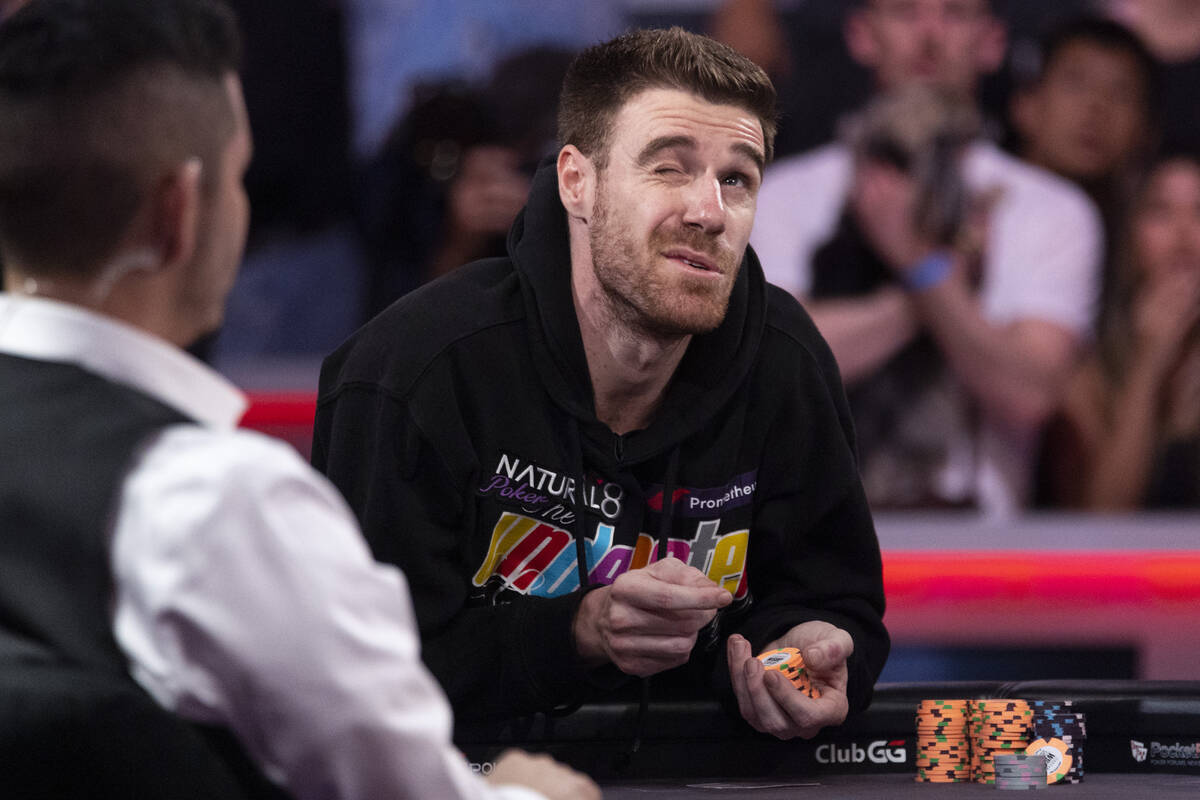 Adrian Attenborough competes in the last table of the main event during the World Series of Pok ...