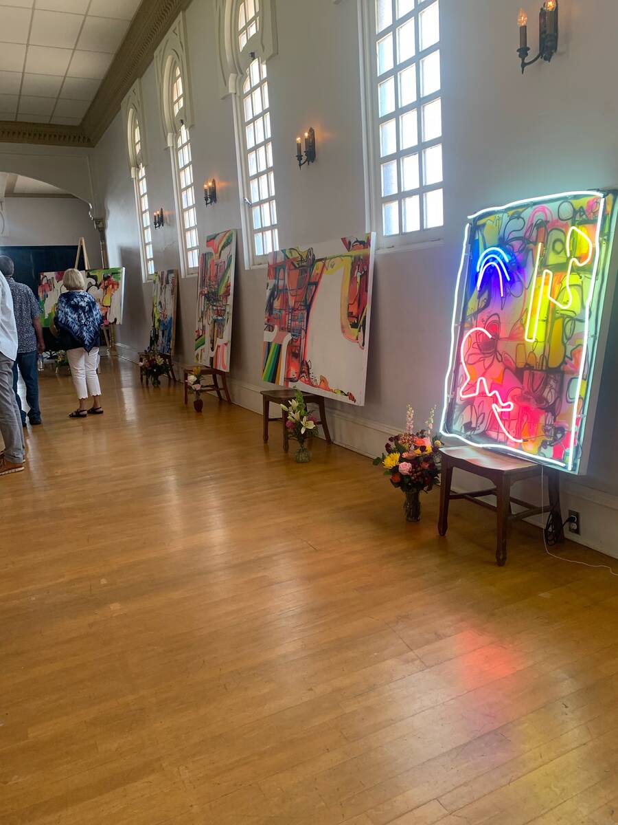 Some of Matt King's artwork is shown at Scottish Rite Temple in Santa Fe, N.M., during the memo ...