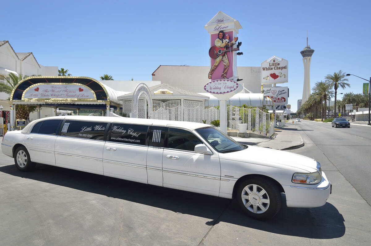 FILE - A limousine leaves A Little White Wedding Chapel at 1301 S. Las Vegas Blvd. in Las Vegas ...