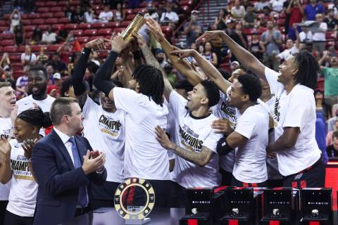 The Portland Trail Blazers celebrate after defeating the New York Knicks to win the NBA Summer ...