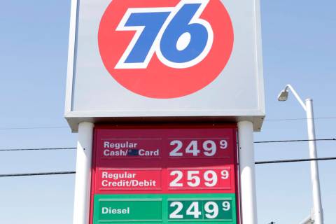 Posted gasoline prices are displayed at the 76 gas station on MLK Boulevard on Tuesday, Aug. 9, ...