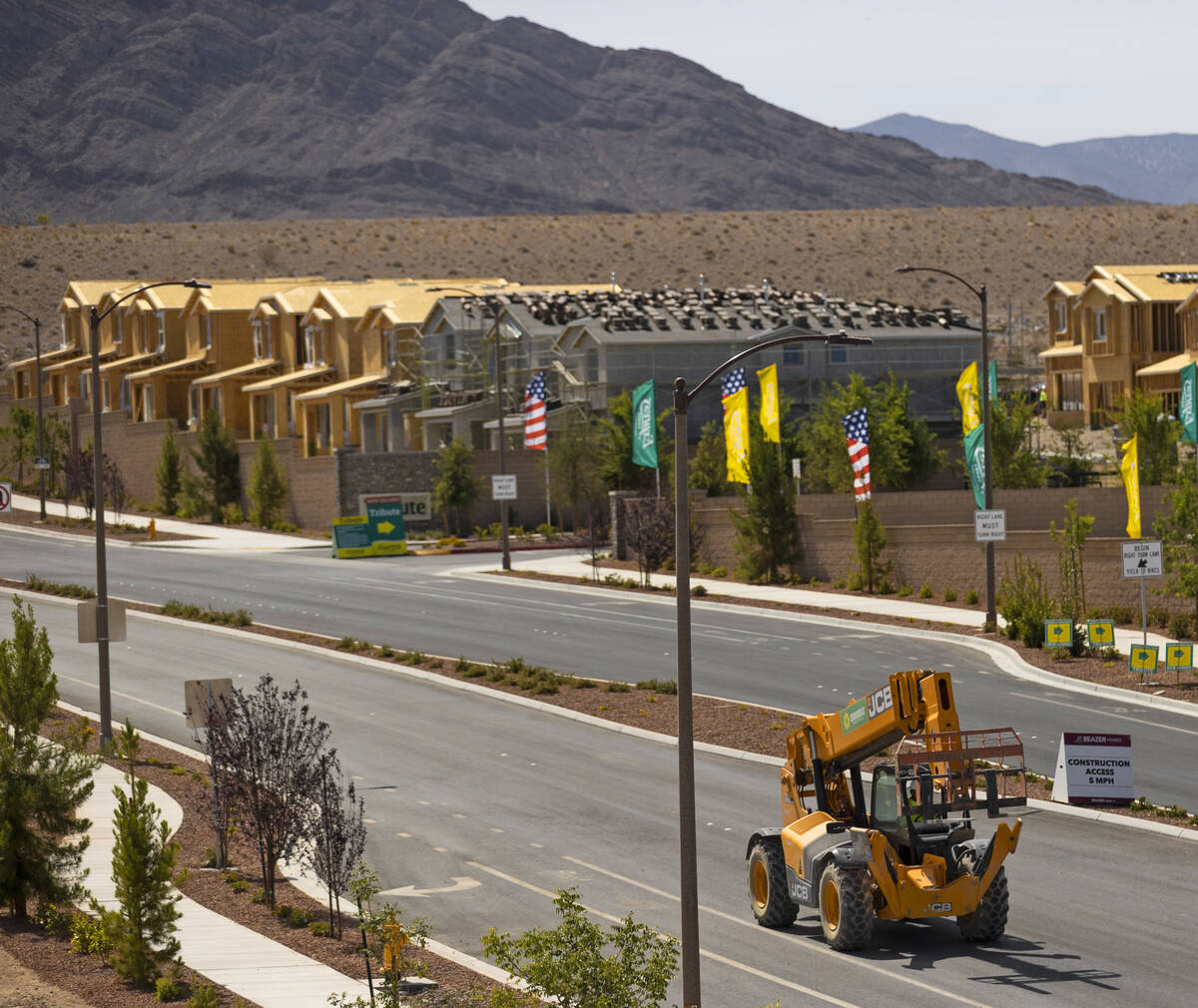 Construction continues on homes in the northwest Las Vegas Valley on Monday, May 23, 2022, in L ...