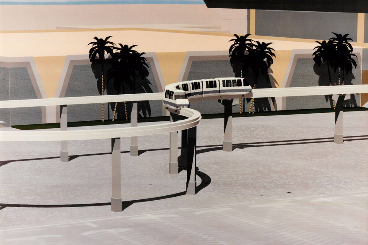 Artist's rendering of the MGM/Bally's Monorail from May 1993. (Courtesy of MGM Grand & Bally's)