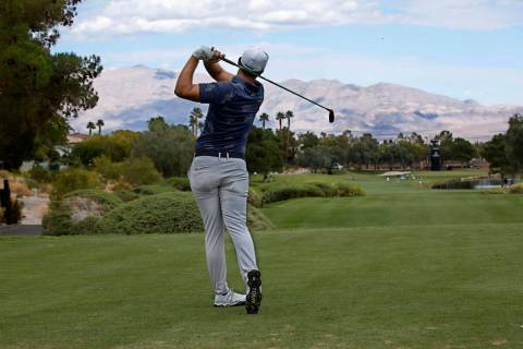 Seamus Power tees off on the 12th hole during the third round of the Shriners Hospitals for Chi ...