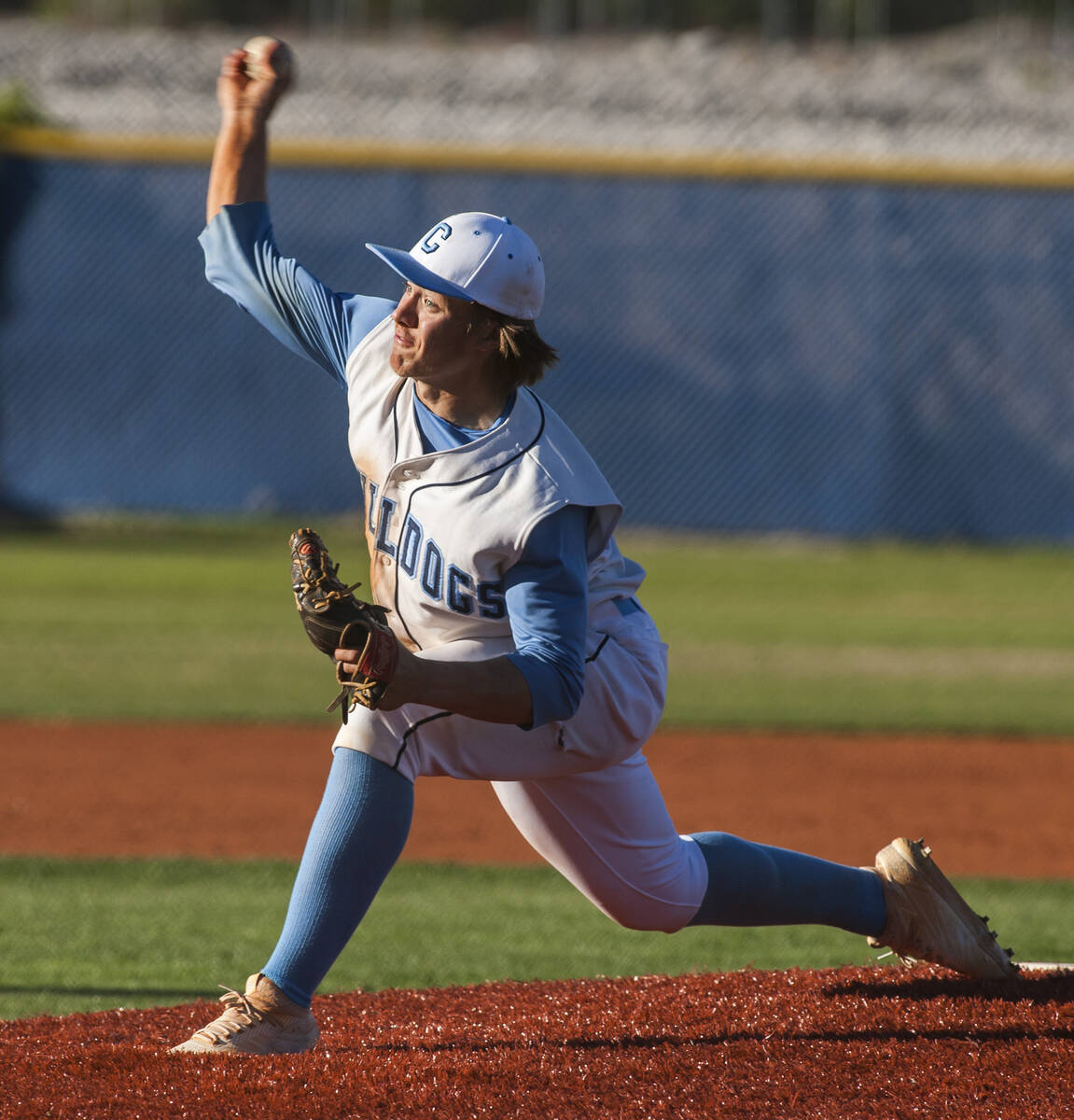 Centennial pitcher Kris Bow pitches against Arbor View during the fifth inning at Centennial Hi ...