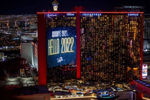 Resorts World welcomes 2022 as part of New Year’s Eve celebrations on Saturday, Jan. 1, 2022, ...