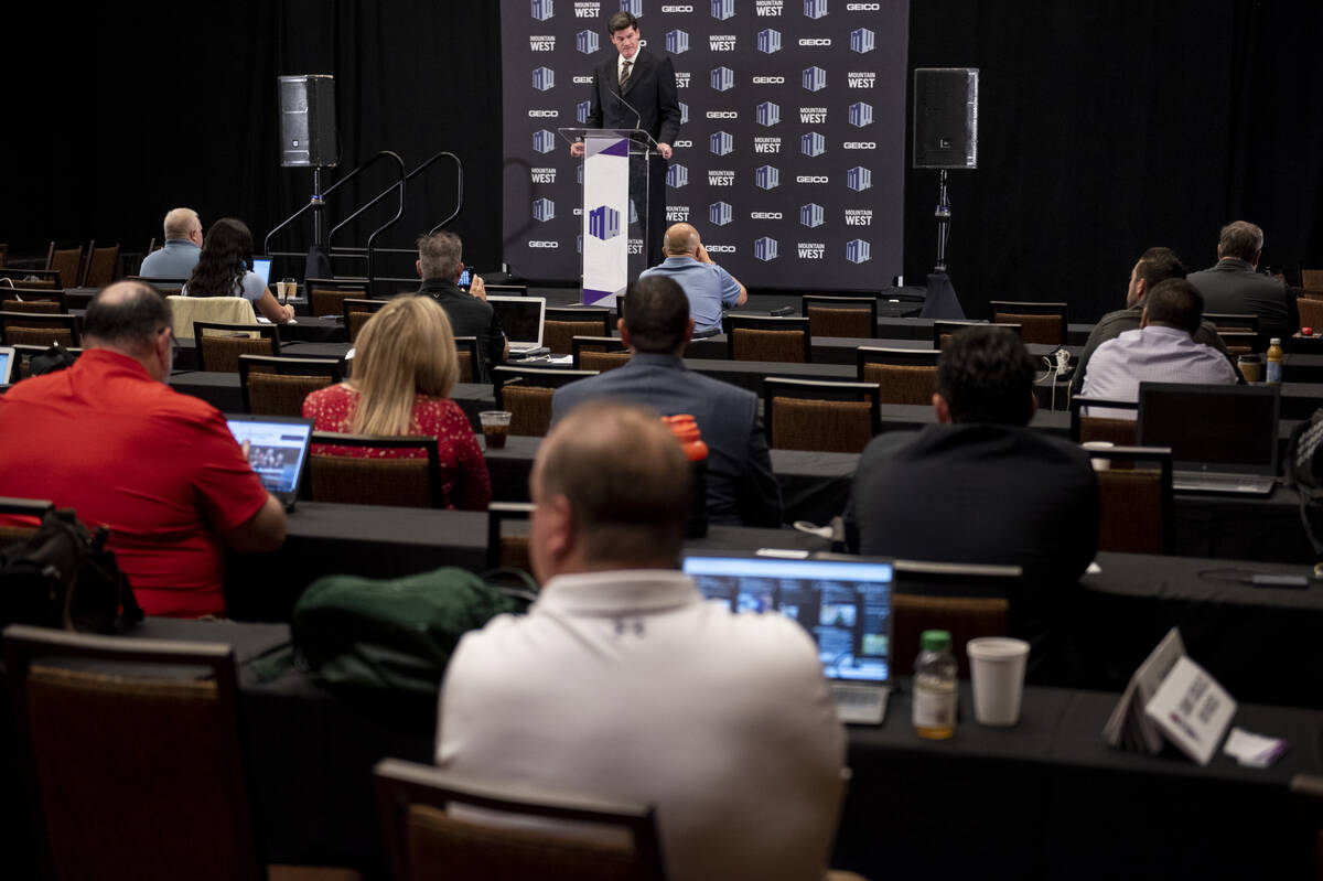 Mountain West commissioner Craig Thompson speaks at media day for the Mountain West conference ...