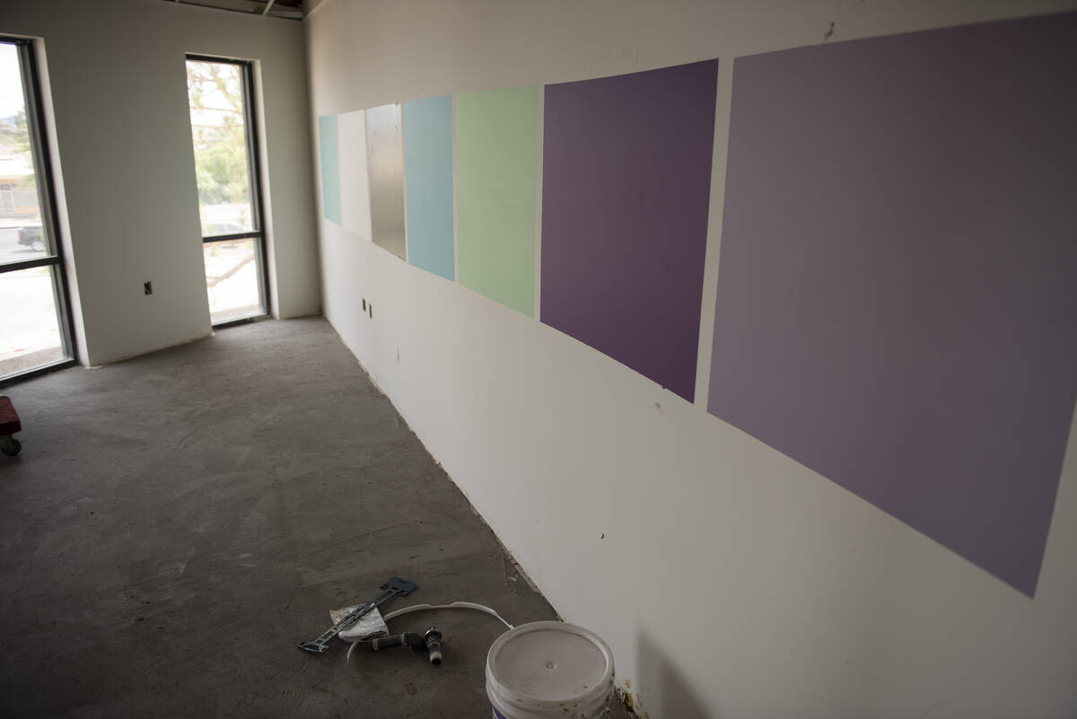 Paint tests on the wall of the under-construction Sage Collegiate Public Charter School on Wedn ...