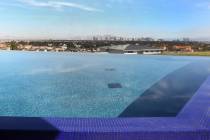 A swimming pool with view of the Las Vegas Strip at the mansion of Jim Rhodes, a developer, pho ...