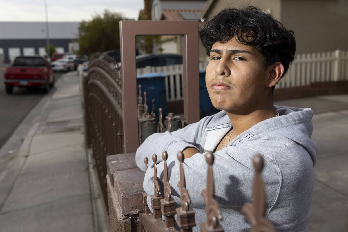 Jordy Cruz, 15, a sophomore at Mojave High School, poses for a portrait at his home in Las Vega ...