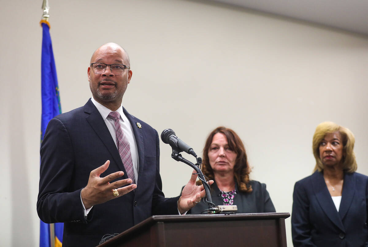 Nevada Attorney General Aaron Ford addresses the media about the state’s decision to joi ...