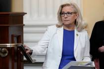 Vice Chair Liz Cheney, R-Wyo., arrives after a break as the House select committee investigatin ...