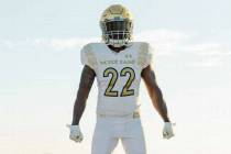 Notre Dame's uniform for its Shamrock Series game against Brigham Young on Oct. 8 at Allegiant ...