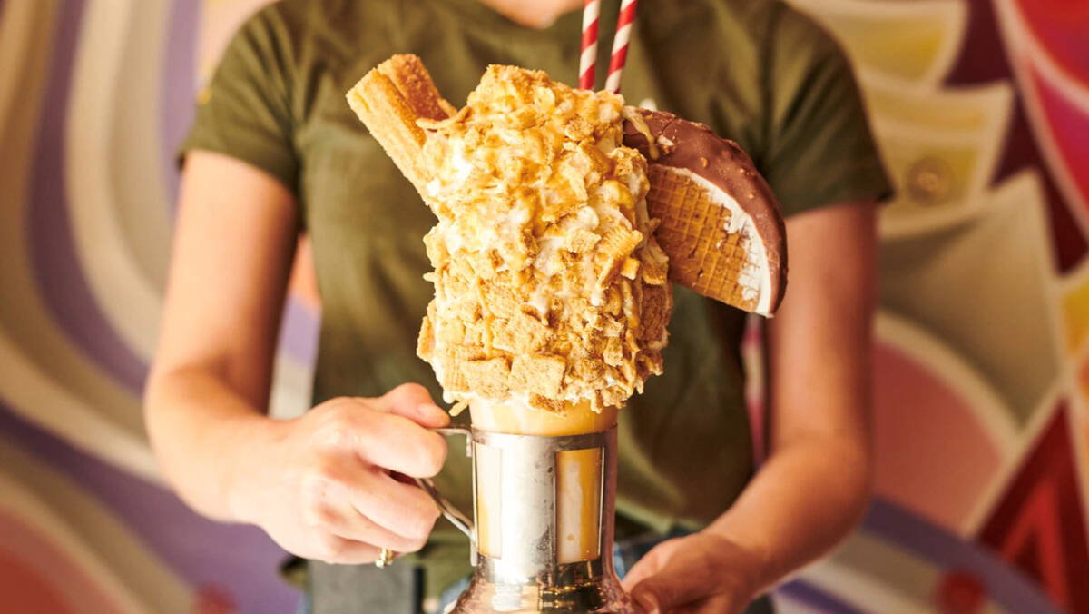 A Churro Choco Taco Crazy Shake from Black Tap Craft Burgers & Beer in The Venetian continues t ...