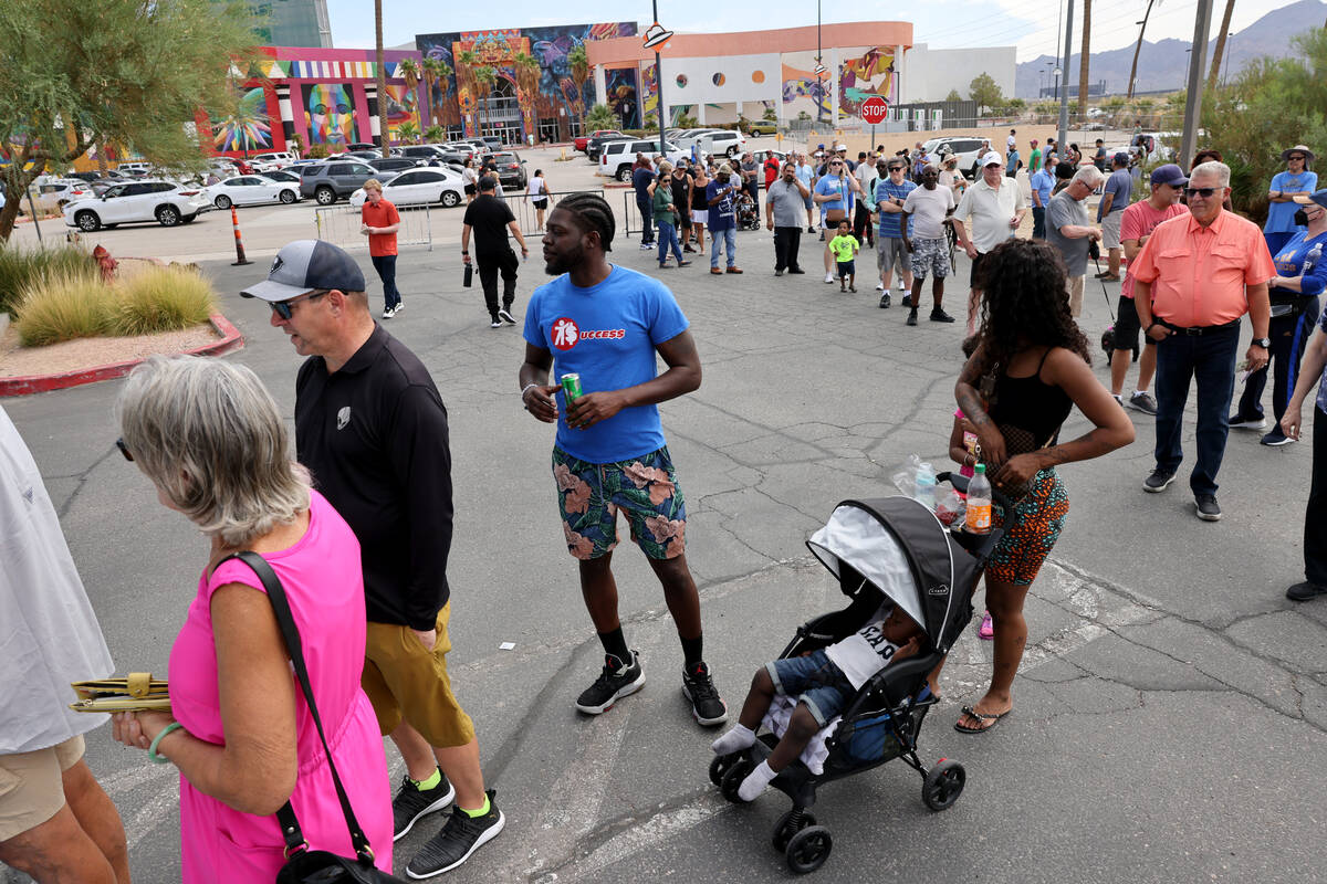 People line up for lottery tickets at the Primm Valley Lotto Store on the Nevada-California bor ...