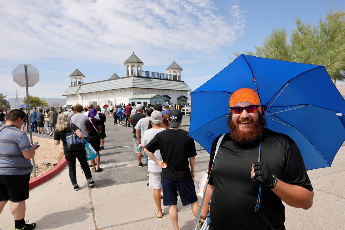 Levi Wilson, 30, of Las Vegas lines up for lottery tickets at the Primm Valley Lotto Store on t ...