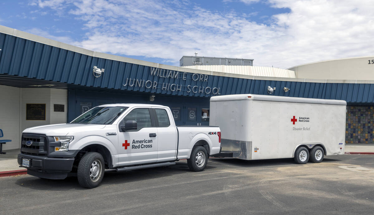 A crew from the Red Cross have set up a shelter at William E. Orr Middle School for those displ ...