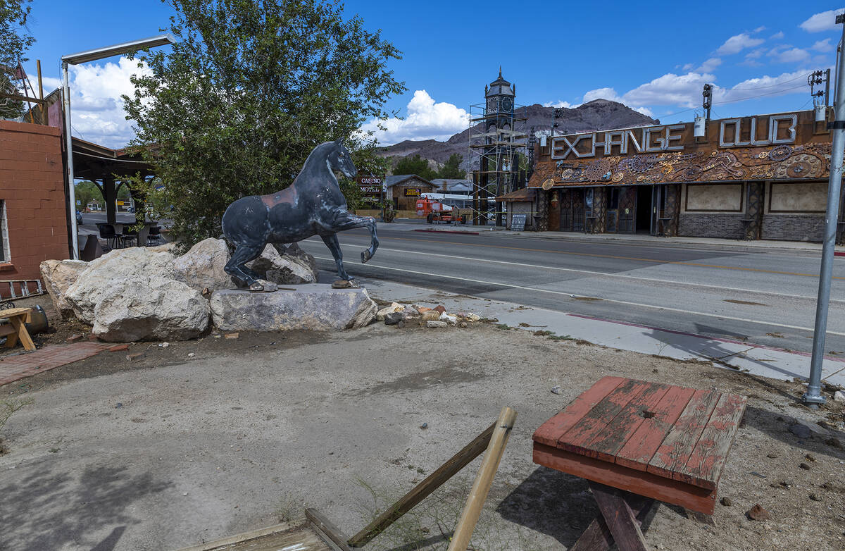 An iron horse sits on a vacant lot adjacent to the Exchange Club on Tuesday, August 2, 2022, in ...