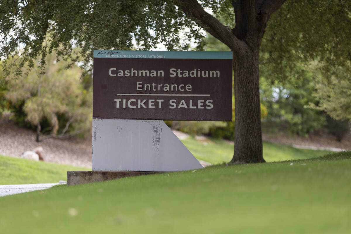 The exterior of the Cashman Center complex in Las Vegas, Monday, Aug. 1, 2022. (Erik Verduzco / ...