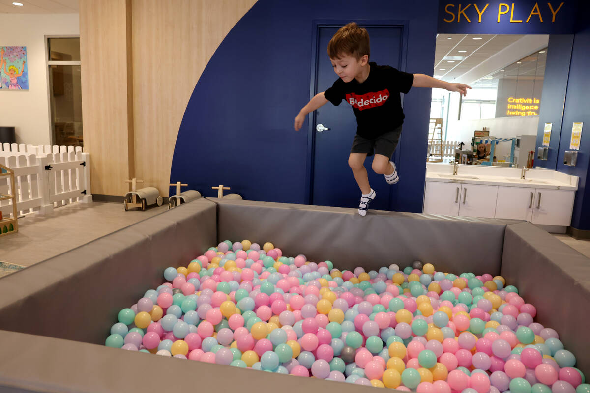 Atreyu Lozef, 4, plays at the newly opened Skyluna coworking and child care facility in Town Sq ...