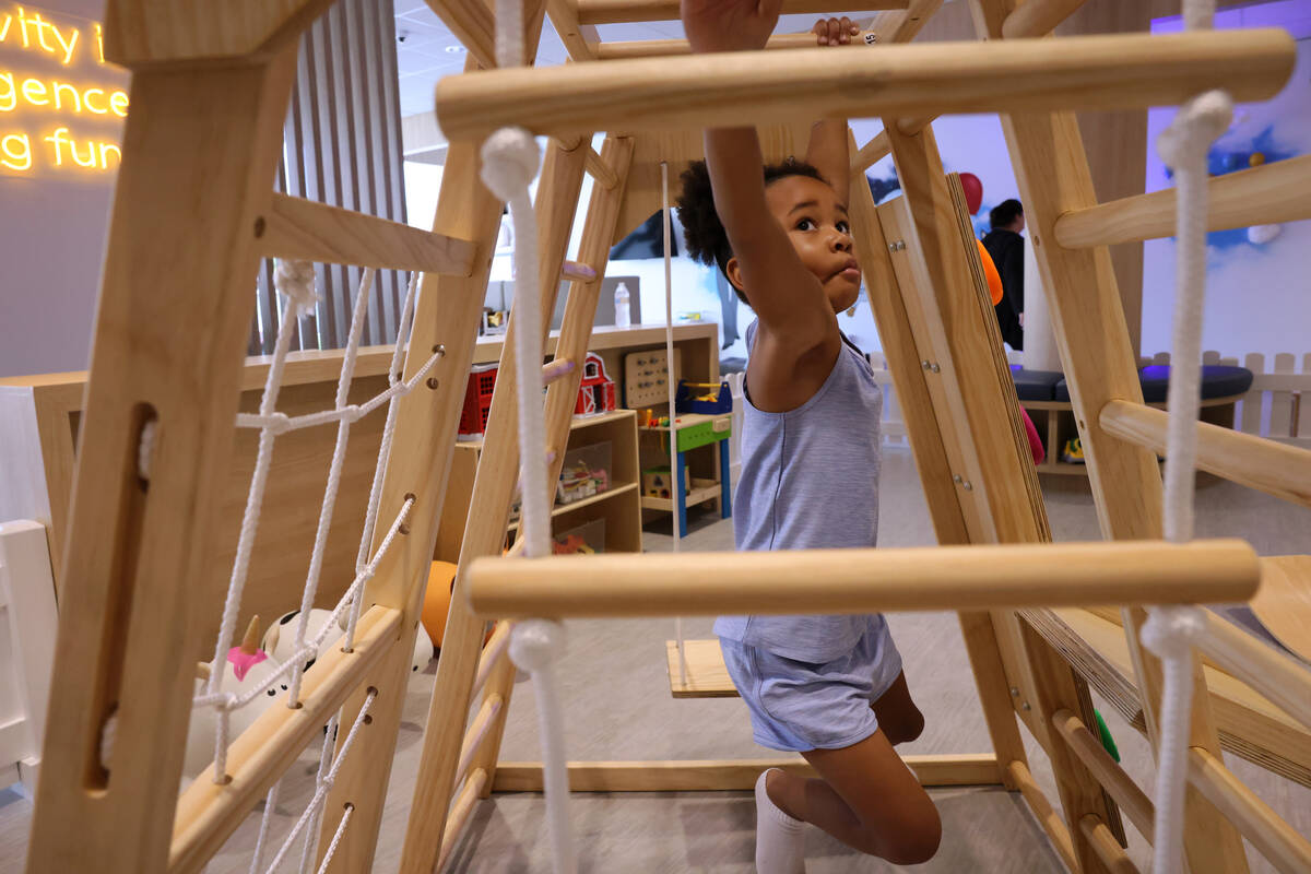Madelynn Martial, 6, plays at the newly opened Skyluna coworking and child care facility in Tow ...