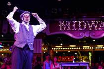 Rocco the Clown performs at the Midway at Circus Circus in Las Vegas, Thursday, Aug. 4, 2022. ( ...