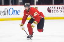 Golden Knights Lukas Cormier (40) takes part in development camp at City National Arena on Mond ...