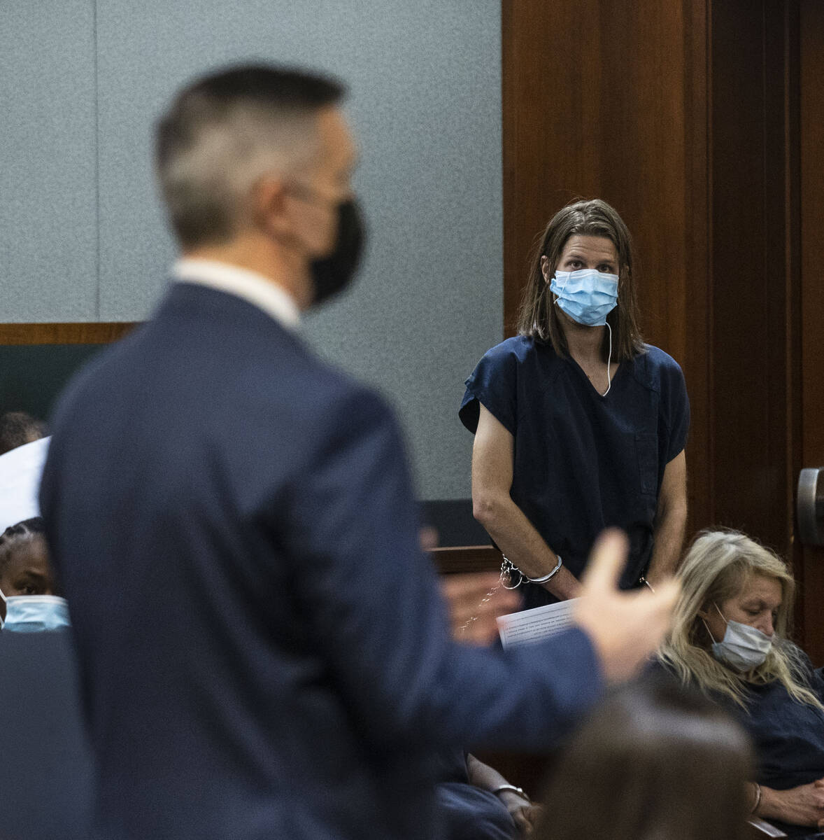 Prosecutor Giancarlo Pesci addresses the court as Erik Legried, right, the suspect in the Red R ...