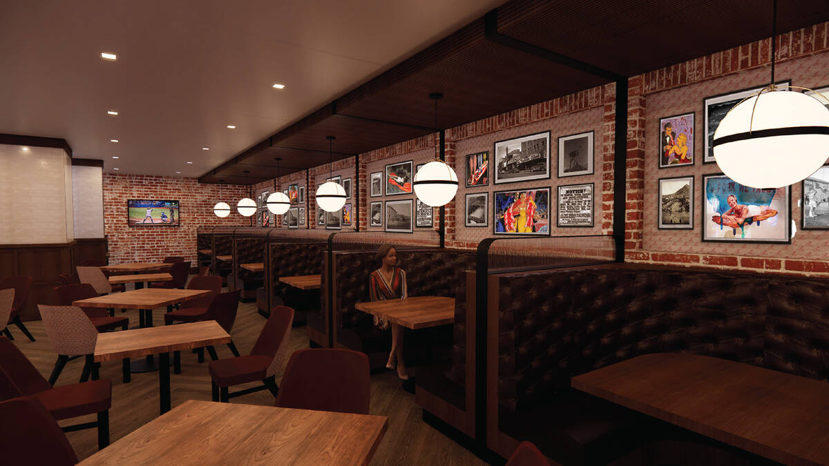 A rendering of the dining room at Bacon Nation, a 24/7 restaurant with dozens of bacon dishes, ...