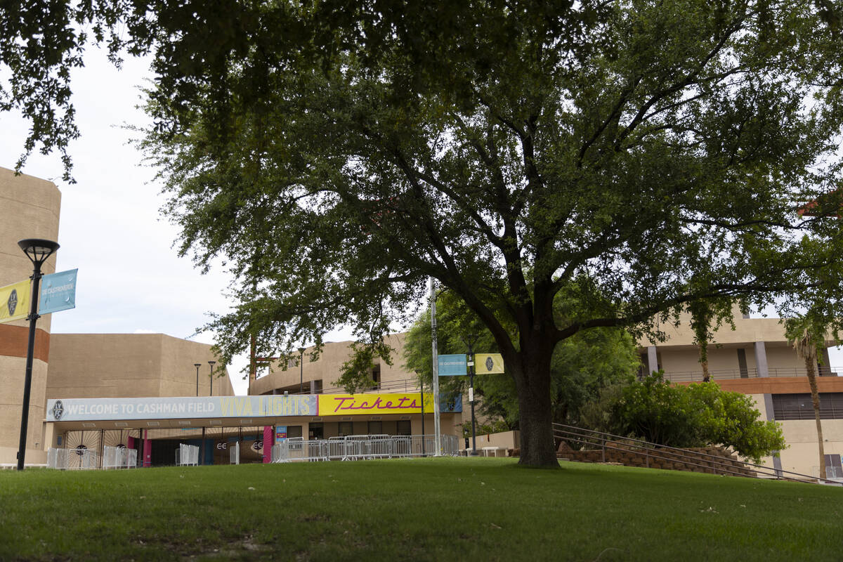 The exterior of the Cashman Center complex in Las Vegas, Monday, Aug. 1, 2022. (Erik Verduzco / ...