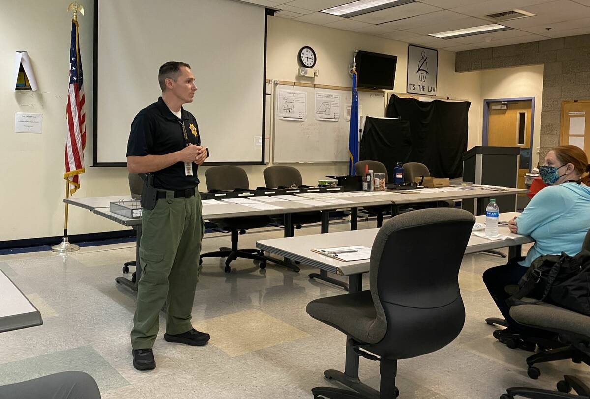 Metropolitan Police Department Officer Dustin Osborne presents active assailant training at dow ...