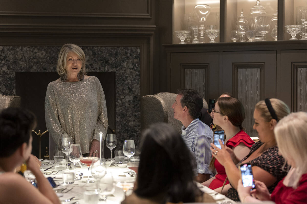 Martha Stewart addresses her guests during a media roundtable lunch ahead of opening night of h ...