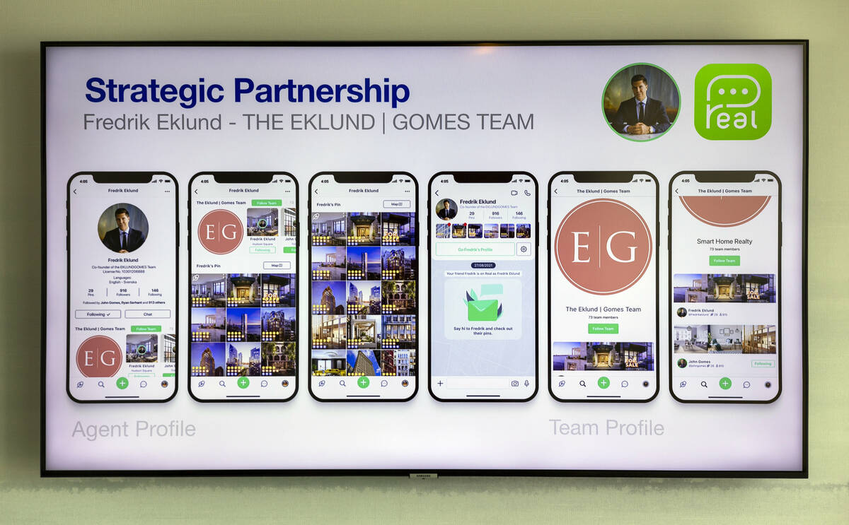 Frame from a real estate app called REAL co-founded by former Bravo TV's Million Dollar Listing ...