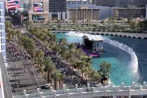 FILE - The fountains at the Bellagio use water from a private well, so are not governed by the ...