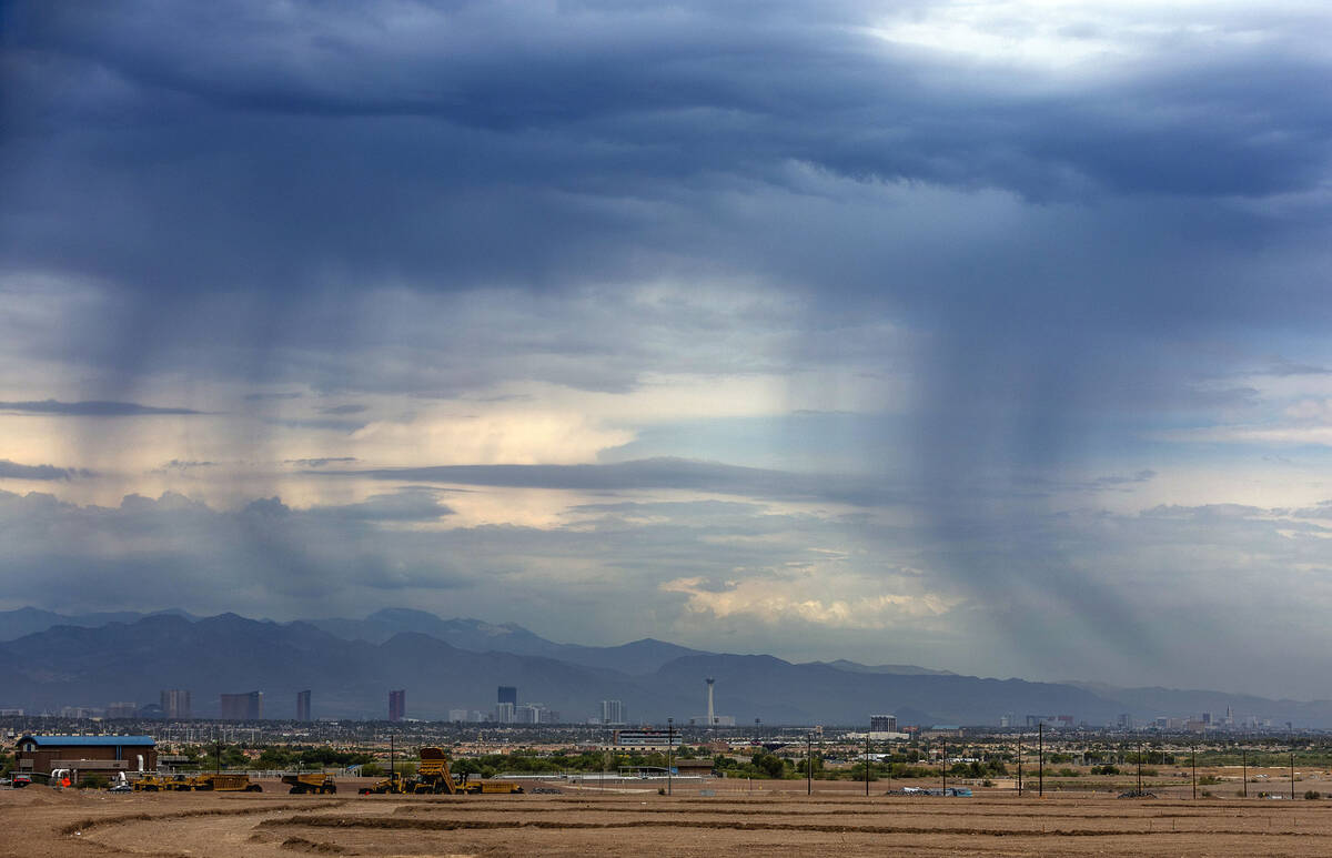 Rain in Las Vegas is a 35-40 percent chance during the morning on Aug. 5, 2022, according to th ...