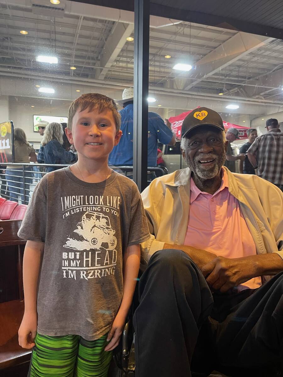 Ryland Gaughan, son of NASCAR racer Brendan Gaughan, is shown with Bill Russell during a recent ...